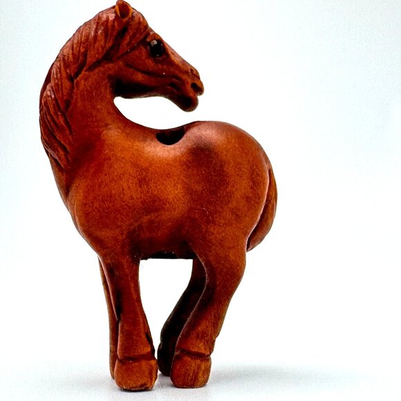 Ojime Bead Netsuke Horse Hand-Carved Boxwood Signed Figurine - Picture 9 of 9